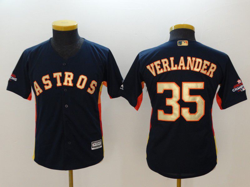 Youth Houston Astros #35 Verlander Blue Champion Edition MLB Jerseys